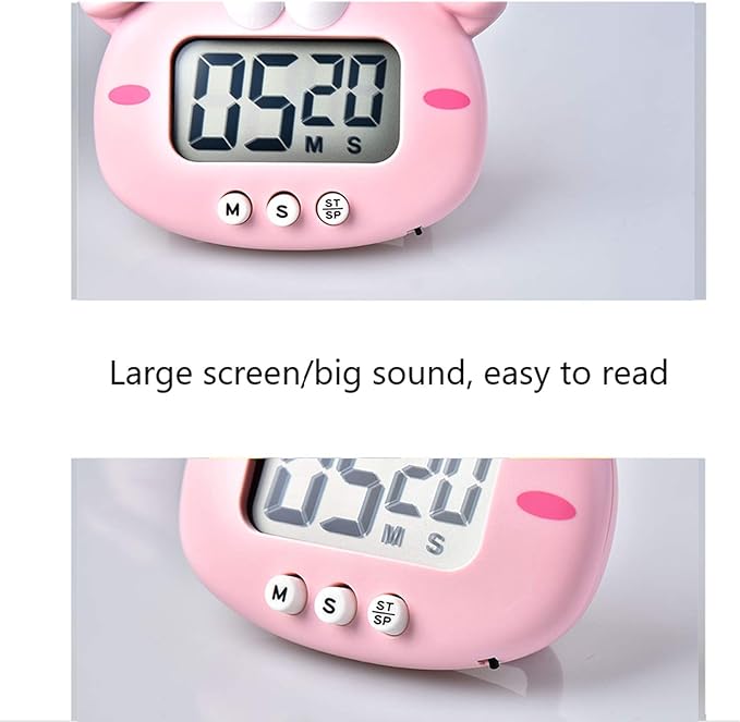 Kitchen Timer, Cute Cartoon Animal Countdown Timer, Digital Cooking Timer with Magnetic, LCD Large-Screen Visual Clock, Hangable Alarm Clock with Stand,for Cooking Bake Sport Game (Timer-XZ)