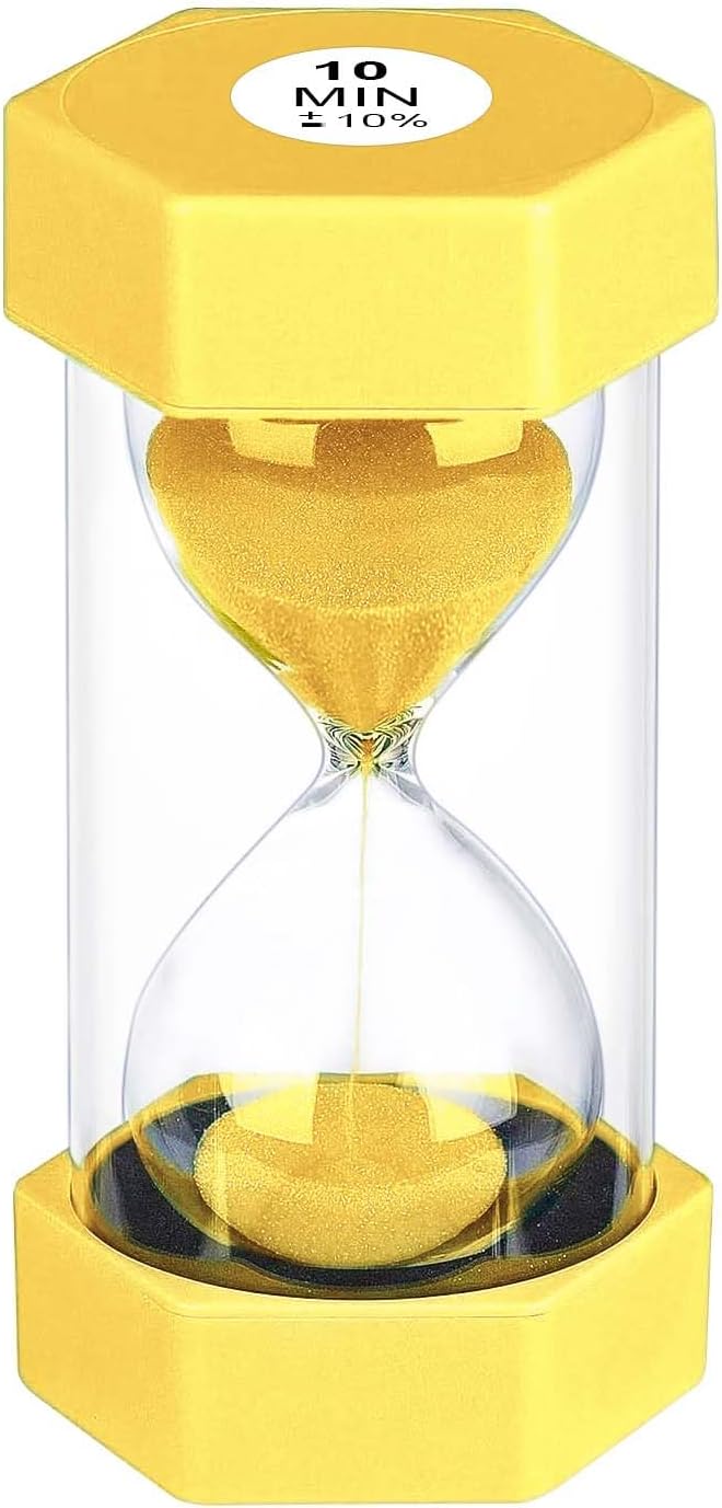 10 Minute Sand Timer Hourglass, Unbreakable 10 Min Hourglass Sand Watch, Reloj De Arena 10 Minutos, Colorful Plastic Hour Glass Sandglass for Classroom Games (Yellow