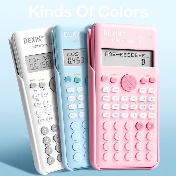 Scientific Calculators for Students, 240 Functions 2-Line Standard Scientific Calculator, Cute School Office Supplies,Math Calculator for School (White)