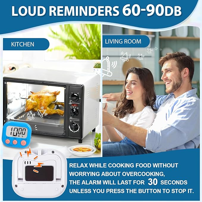12 Pack Multi-Function Digital Timers, Magnetic Large LCD Display Loud Alarm Countdown Timers, Extensively Use in Classroom, Break Time, Gym, Meeting, Cooking