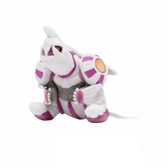 White Purple Armored Creature Plush Toy, Small Stuffed Animal Doll, Compact Collectible Plush Figure, Approx 12 cm for Display and Collection Gift