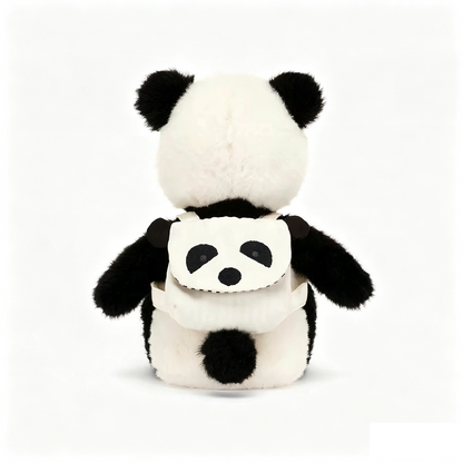 Cute Panda Plush Toy with Mini Backpack, Soft Fluffy Stuffed Panda Doll, Lovely Collectible Gift for Kids