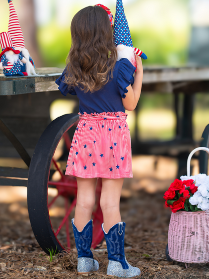 All-American Star Spangled Flutter Top and Skirt Set