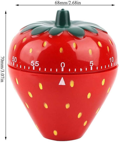 Jadeshay Kitchen Timer Strawberry Shaped, 60 Minutes Kitchen Timer Mechanical Time Reminder Kitchen Accessorie for Cooking