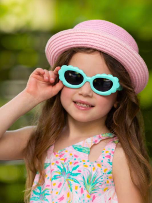 Aqua Sunny Petals Retro Sunglasses