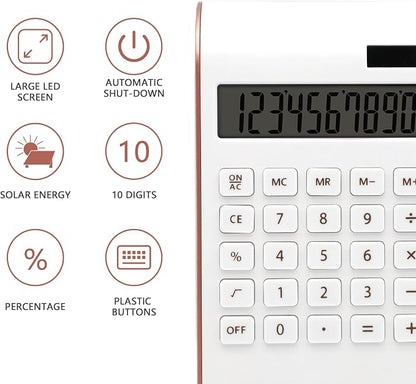 Rose Gold Calculator, Solar Calculator for Desk, Small Calculators Desktop