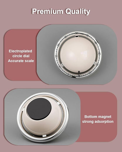 Kitchen Timer for Cooking, Magnetic Mechanical Timers - No Batteries Required - Loud Alarm, Wind Up Manual 60-Minute Countdown Reminder for Cooking, Baking, Exercise, Study, Working, Off-White