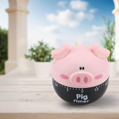 Cute Pig Kitchen Timer, 55 Minute Timer Mechanical Count Down Timer Clock for Cooking Baking Time Management, Pink, 6.5 * 7cm/2.6 * 2.8in