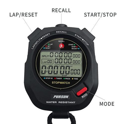 Professional Stopwatch Timer for Sports 100 Lap Stopwatch Digital Sports Stopwatch with Countdown Timer 100 Lap Memory 0.001 Second Timing Water Resistant