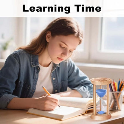 5 Minute Sand Timer, 5 Min Wooden Hourglass, Wood Mini Sand Clock, Five Minute Sandglass, Reloj De Arena, Small Hour Glass for Toothbrush Timer, Kitchen, Desk Decor, Work, Game, Gift, Blue