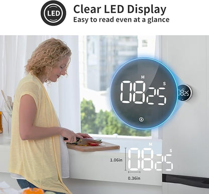 VOCOO Digital Kitchen Timer - Magnetic Countdown Countup Timer with Large LED Display Volume Adjustable, Easy for Cooking and for Seniors and Kids to Use (White)