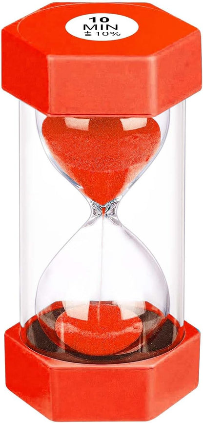 10 Minute Hourglass Sand Timer, Unbreakable Red Hourglass Sand Watch 10 Min, Reloj De Arena 10 Minutos, Colorful Plastic Hour Glass Sandglass for Classroom Games (Red)