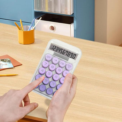 Cute Calculator, Mechanical Switch Calculator, Calculators Desktop | 10 Digits, Desk Calculators with Big Buttons and LCD Display, Battery Power, Ideal for School Home Office Basic (Purple)