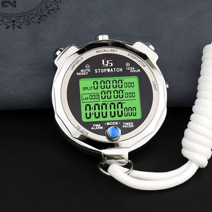 Stopwatch Timer with Back Light Digital Stop Watch 0.001second Timing, Metal 100 Lap Memory,Large dispaly Alarm Clock for Coach Sports Running Marathon Competition