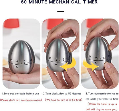 60 Minute Egg Timer, Kitchen Timers for Cooking, Wind Up Timer 0-60 Minutes, Timers for Classroom, Visual Timer for Kids, Mechanical Egg Shape Timer for Saunas and Hard Boiled Eggs (Fruit Shape)