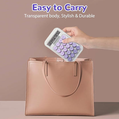 Cute Calculator, Mechanical Switch Calculator, Calculators Desktop | 10 Digits, Desk Calculators with Big Buttons and LCD Display, Battery Power, Ideal for School Home Office Basic (Purple)