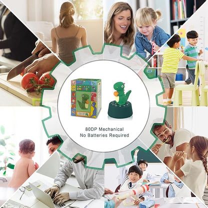 ELE DEPI 60 Minutes Mechanical Kitchen Timer,Cute Dinosaur Timer for Kids,Wind Up Egg Timer for Cooking,Reading,Classroom and Do Sports. (Dark Green)