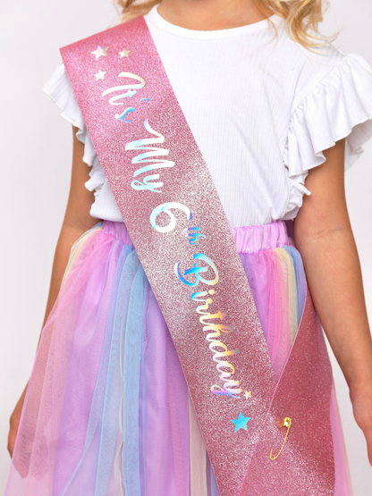 6th Birthday Princess Tiara & Sash Set