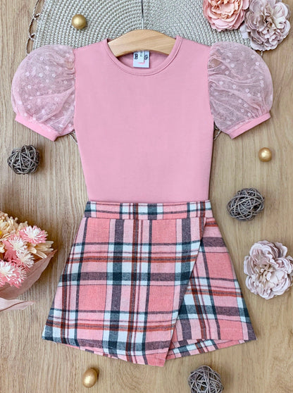 Always Pretty Pink Plaid Skort Set