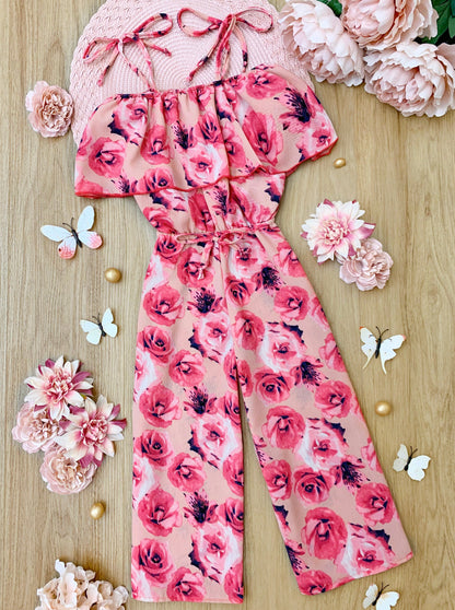 All Rose No Thorn Cold Shoulder Jumpsuit