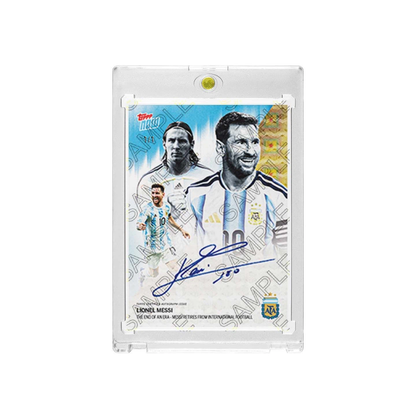 Lionel Messi Argentina 1/1 Printed‑Signature Collectible Card, Topps Now Retirement Tribute Fan‑Made Card with Magnetic One‑Touch Holder