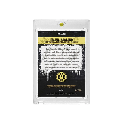 Erling Haaland Borussia Dortmund 02/20 Printed‑Signature Collectible Card, Topps Chrome Bundesliga Inspired Fan‑Made Card with Magnetic One‑Touch Holder