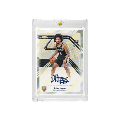 Spurs Dylan Harper Chrome Rookie Signature Basketball Card with Display Case