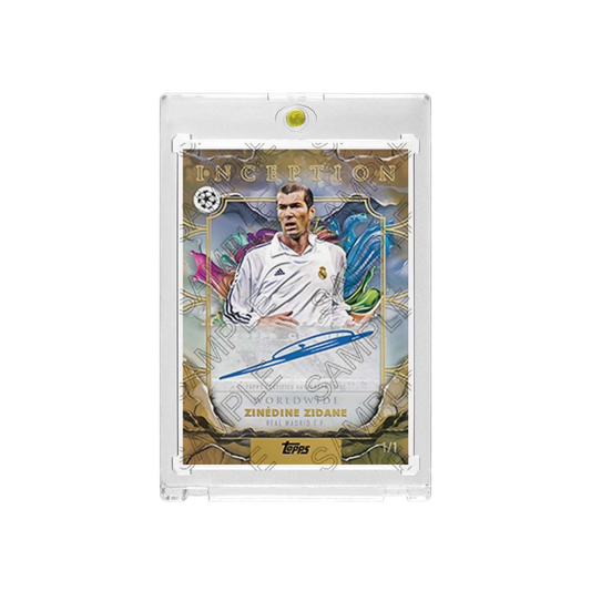 Zinedine Zidane Real Madrid Topps Inception Worldwide 1/1 One‑of‑One Printed‑Signature Collectible Card, Fan‑Made UCL Card with Magnetic One‑Touch Holder