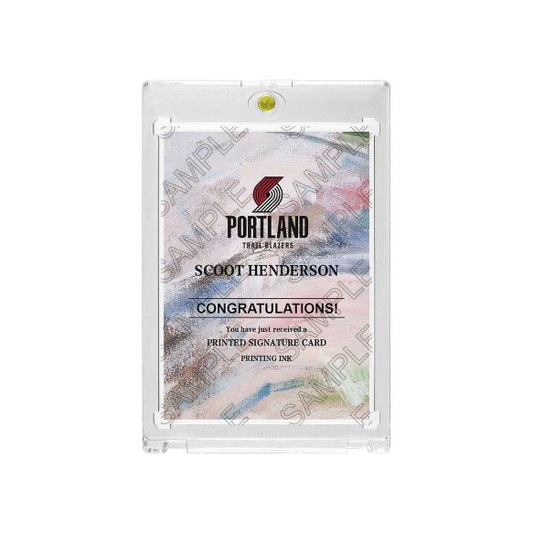 Trail Blazers Scoot Henderson Splatter Art Signature Card with Display Case