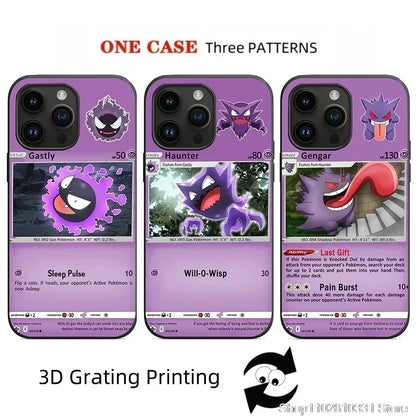 3D Grating Card Pokemon Phone Case For iPhone