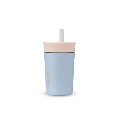 Owala Kids 12 oz Insulated Stainless Steel Tumbler – Tan & Blue Seas the Day, Spill-Resistant Lid, Easy Clean