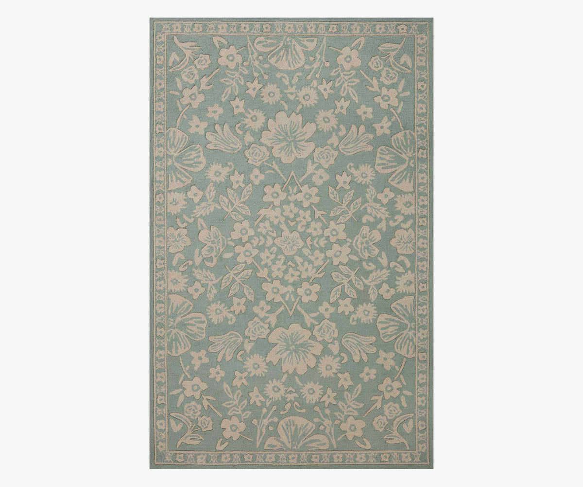 Arboretum Rose Garden Wool-Hooked Rug - Jade